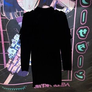 Black Long Sleeve Ruffle Sleeve Dress